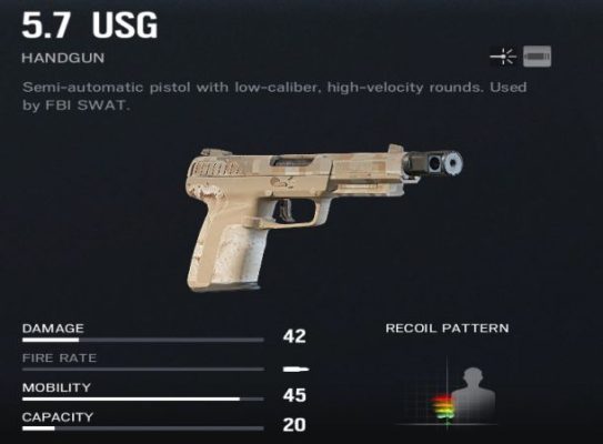 Rainbow Six Siege pistol 5.7 USG Ash