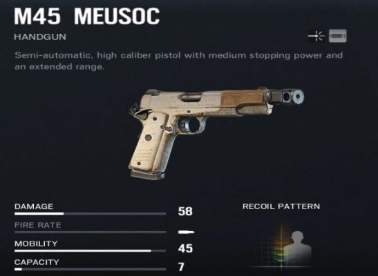 Rainbow Six Siege pistol M45-MEUSOC USG Ash